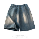 GETADME Men's Denim Shorts Distressed Ripped Torn Hole Summer Street Urban Fashion Essential Classic Comfortable Breathable Jorts