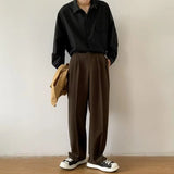 GETADME Brown Black Suit Pants Men Slim Fit Fashion Social Mens Dress Pants Korean Casual Straight Pants Mens Office Formal Trousers