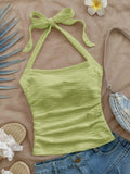 GETADME 2025 Summer New Women's Fashion Crop Halter Inside The Halter Wearing Sleeveless Short Slimming Vest Top
