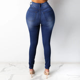 GETADME High Waist Denim Long Jean Casual Vintage Solid Skinny Youthful Women Office Lady Trouser Pencil Pants Fashion Trend Clothes New