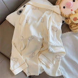 GETADME 2026 Autumn New Faux Cotton Women Pajama Kawaii Button Cardigan Outfits 2 Piece Set Fashion Rabbit Sweet Pajamas Set for Women