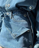 Getadme Spring Fashion Ladies 2 Pieces Set Long Sleeve Double Breasted Jean Jackets & Mini Shorts Skirt Vintage Women Denim Set