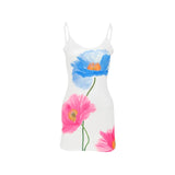 GETADME 섹시 미니 드레스 여성 여름 신상 화이트 패션 O넥 스트리트 프린트 민소매 드레스 스트랩 백리스 캐주얼 슬림 우아한 드레스