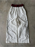 GETADME Men's White Wide Leg Casual Trousers Layered Waist Graphic Print Lounge Pants 2026