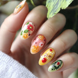 GETADME 24pcs Gradient Black False Nails Cute Cartoon Cat's Eye Forest Elf Girl Press On Nails Glossy Almond Sweet Cool Fake Nail Tips