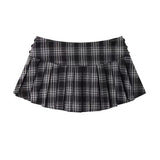 GETADME Vintage Plaid Mini Skirt Women Y2k Japanese Sexy Low Waist Pleated Short Skirts Summer Preppy Jk Korean All Match A Line Faldas