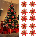 GETADME Glitter Artificial Flowers for Christmas Tree, Christmas Ornaments,Pink,Red,Gold, Xmas Decoration for Home, 14.5cm