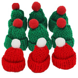 GETADME (10 Pieces/pack) 4x6cm Mini Christmas Knitted Hat Plush Yarn Finger Hat Christmas Decoration Holiday Handmade DIY Pendant