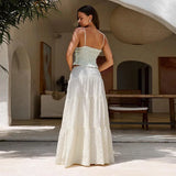 GETADME 야미니야 봄 여성 하이 스플릿 비치 A라인 스커트 캐주얼 루즈 하이웨이스트 홀리데이 휴가 스커트 화이트 맥시 보헤미안 스커트