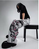 GETADME Japanese Harajuku Jeans Mens New Dragon High Quality Jeans Gothic Y2K Vintage Hip Hop Streetwear Denim Fabric Wide Leg Pants