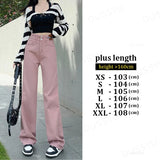 GETADME OUSSYU Woman Jeans High Waist Straight Wide Leg Cotton Denim Clothing Blue Streetwear Vintage Fashion Harajuku Women Trousers