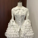 GETADME 2025 Japanese Lolita Blouse White - Cute Puff Sleeve Shirt with Lace Cuffs for JSK Dress Sweet Vintage Style Underblouse