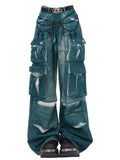GETADME 여성 고블린 코어 트래시 Y2K 일본 스트리트웨어 배기 데님 카고 팬츠 롱 팬츠 진 그런지 하라주쿠 사이버 펑크 와이드 레그