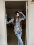 GETADME Autumn Korean Tie Dye Shirts Long Sleeve Coquette Gyaru Blouses Tide 2000s Aesthetic Design Chic Grunge Y2k Streetwear Harajuku