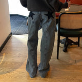 GETADME Combhasaki Women's Y2K Vintage Jeans Aesthetic Star Pattern Print Loose Straight Leg Denim Long Pants Casual Low Waist Trousers