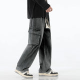 GETADME 2026 New Men Baggy Cargo Jeans Fashion Streetwear Vintage Wide Leg Pants American Streetwear Y2K Big Pocket Youth Overalls