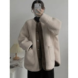 GETADME 2025 Winter New Women's Lamb Wool Jacket Petite Loose-Fit Thickened Integrated Deer Skin Fleece Medium-Length Korean Style