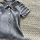 GETADME Deeptown Vintage Striped Polo Shirts Women Retro 90s Preppy Style Short Sleeve T-shirts Casual Basic Korean Harajuku Fashion