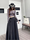 GETADME Women Skirts Spring Pleated Floor Length Solid Simple Classic Graceful Popular Newly Young Stylish Cool Korean Style Hot Sale
