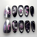 GETADME 30pcs 3D Dream Rose Press on Nails Heart & Animal Wave Fake Nail Short Almond Full Coverage Nail for Women&Girl False Nail Art