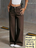 GETADME Women's Coffee Brown Wide Leg Jeans High Waisted Super Stretchy Loose Fit Denim Trousers Streetwear