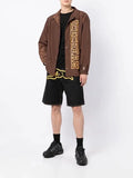 GETADME American fashion flying dog print straight leg denim shorts for men high street casual fashion wide leg five quarter pants