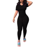 GETADME Lounge Wear Ribbed Casual 2 Piece Summer Shorts Set For Women  Sleeve Top+Elastic Leggings Outfits