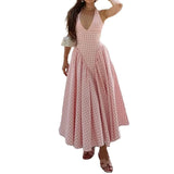 GETADME European and American Women's Clothing 2025 Autumn Temperament Elegant Ins Style Neck V Neck Pleated Waist French Dress