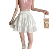 GETADME Mini Dress Women's Summer Cool White Cake Skirt High-Waisted A- Line Petite Sweater Umbrella Skirt For Winter Season