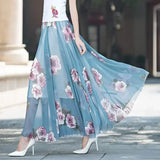 GETADME Summer Chiffon Floral Maxi Skirt Women Long High Waist Holiday Dance Skirt Elegant Beach Boho Hot Sale Lady Vintage Girl Fairy