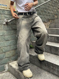 GETADME Vintage Men y2k Stretchy Baggy Denim Jeans For Men Fashion Casual pants Streetwear Denim Hip Hop Wide-Leg Straight Trousers