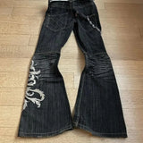 GETADME New High Waist Harajuku Loose Embroidered Women Jeans with Rock Punk Style Y2K Micro La Retro Wide Leg Pants