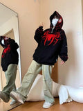 GETADME New Spider Web Red Hoodie Women Sweatshirt Zipper Warm Harajuku Punk Grunge Y2k Clothing Hip Hop Sweatshirt Hoodie Autumn Winter