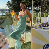 GETADME Suninheart Irregular Mesh Party Dresses 2025 New Arrivals Spaghetti Strap Bodycon Dress Fashion Ruched Long Dress Women