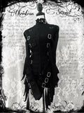 GETADME Punk Goth Bondage Strap Buckle Jacket Women Zip‑Up Flare Long Sleeve Top Dark Aesthetic Y2K StreetwearAdjustable StrapOuterwear