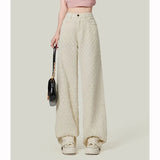 GETADME 2026 Girls High Waist Straight Leg Jeans Female Chic Printed Designer Pants Women Korean Casual Fashion Denim Trousers