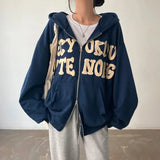 GETADME 2025 Fall Loose Women Sweatshirt Hoodie Clothes Y2k Hoodie New Hoodies Women High Street Harajuku Retro Hip Hop Zip Up Hoodie