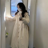 Vintage Mori Girl Embroidery Winter Jacket Women Japanese Kawaii Peter Pan Collar Oversized Cotton Linen Coat Warm Loose Parkas