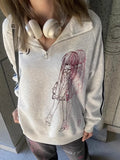 GETADME Autumn Japan All Macth Zipper Hoodies Y2k Aesthetic Punk Harajuku Print Casual Striped Long Sleeve Sweatshirts Retro Clothes