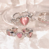 Getadme-Fashion Heart Vintage Love Rings for Women INS Punk Gothic Open Geometric Finger Rings Wedding Party Trendy Girls Jewelry