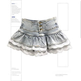GETADME Women's Blue Black Riveted Belt Denim Skirt Y2K Harajuku High Street Fashion 90s Sexy A-line Mini Skirt Summer Clothing 2025 New