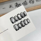 GETADME 10Pcs Short Sweet and Cool Handmade Press On Nails Full Cover Design Round Head Fake Nail Artificial Manicure Wearable Nail Tips
