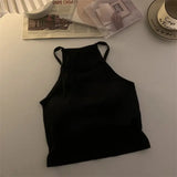 GETADME Korean Version Women Tank Tops Thread Solid Casual Fashion Crop Top with Chest Pad Stripe Sleeveless Outer Wear Basic Camisole