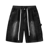 GETADME Summer Men's Shorts American Retro Street Hip-hop Y2K Loose Denim Shorts Fashion Casual Splicing Overalls Five-quarter Pants