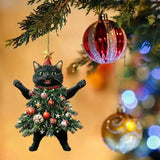 GETADME Christmas Cat Pendant Halloween Cartoon Animal Christmas 2D Acrylic Xmas Tree Ornaments 2025 New Year Home Decor