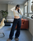 Getadme Early Autumn New Ladies European and American Style Retro Pocket Loose Overalls Jeans