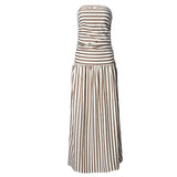 GETADME Casual Strapless Elastic Pleated A-line Maxi Dress Sleeveless Summer Bodycon Clubwear Elegant Party Comfortable 2025 Dresses