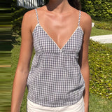 GETADME Y2k Fairycore Spaghetti Strap Camisole Women Cute Peplum Vest Coquette Low Cut V-neck Babydoll Tank Boho Going Out Crop Top