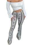 Pantalon évasé bohème Getadme, imprimé ethnique tribal, bas palazzo de yoga