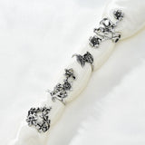 Getadme 4PCS/Set Forest Vine Leaf Flower Ring Vintage Punk Antique Carved Midi Finger Ring Women Bohemian Rings For Men Jewelry Gifts